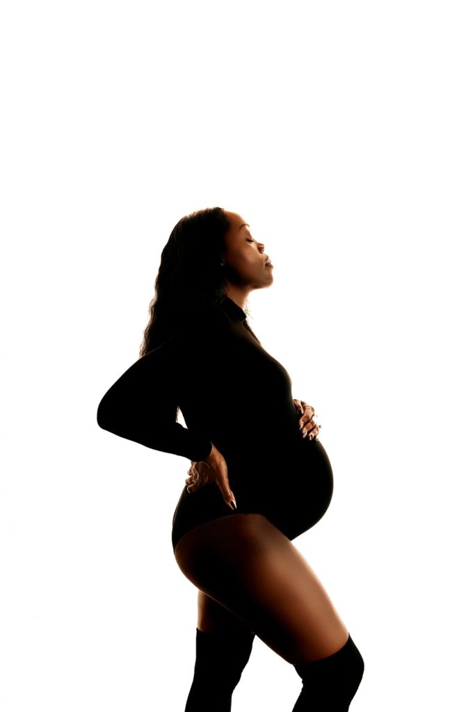 portland mom pregnant backlit 